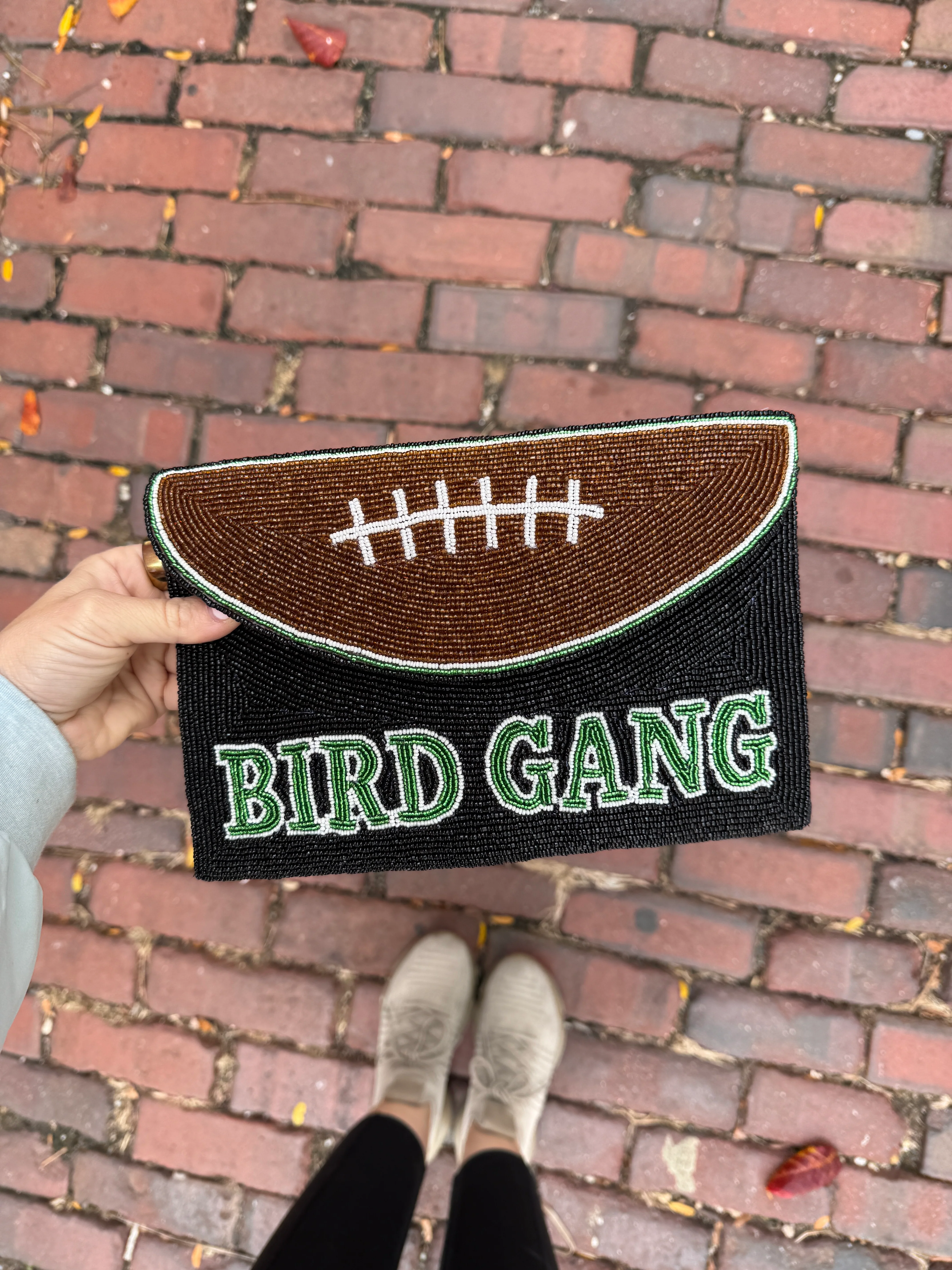 Bird Gang Beaded Football Clutch w/ Chain - Image 3