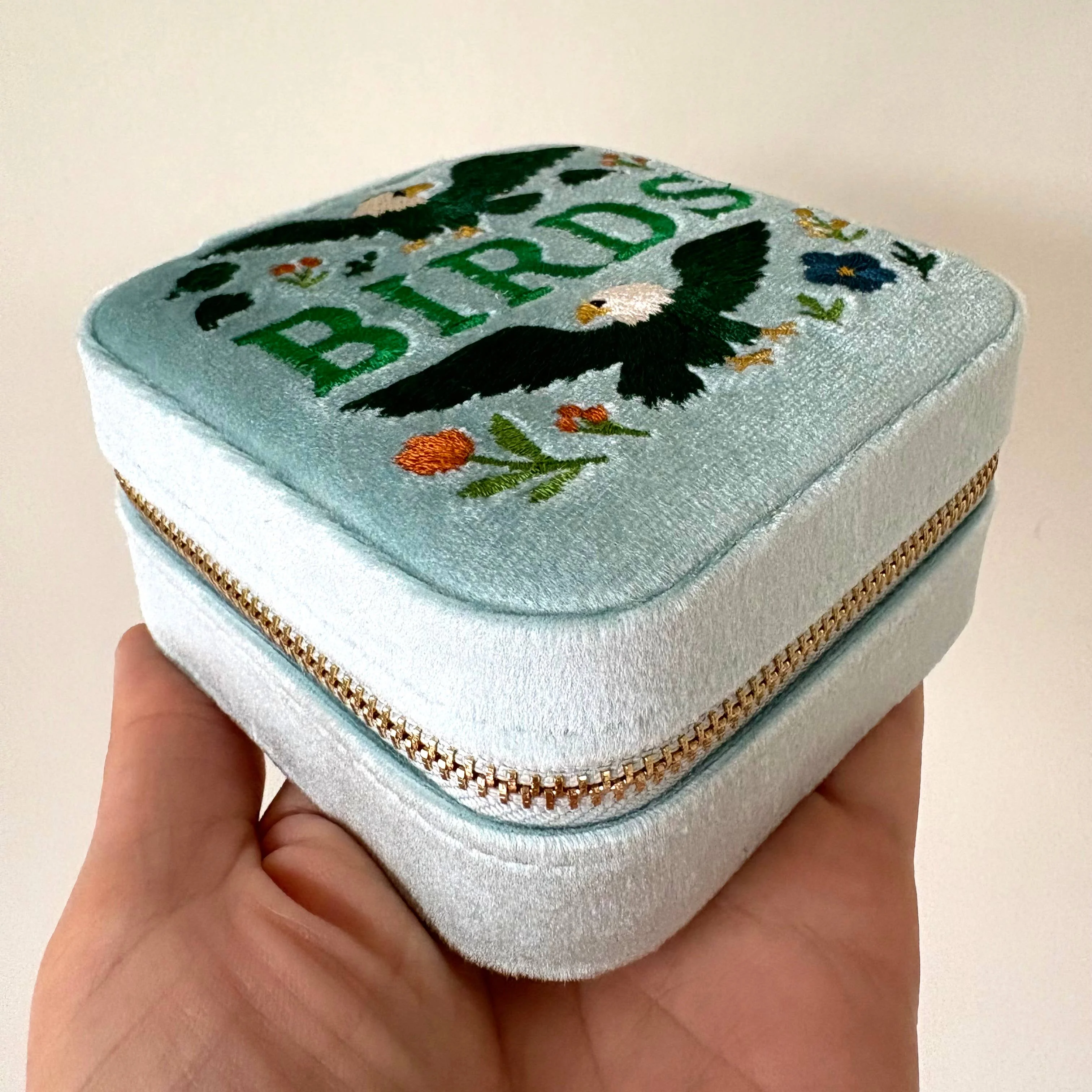 Birds Velvet Jewelry Travel Case - Image 3