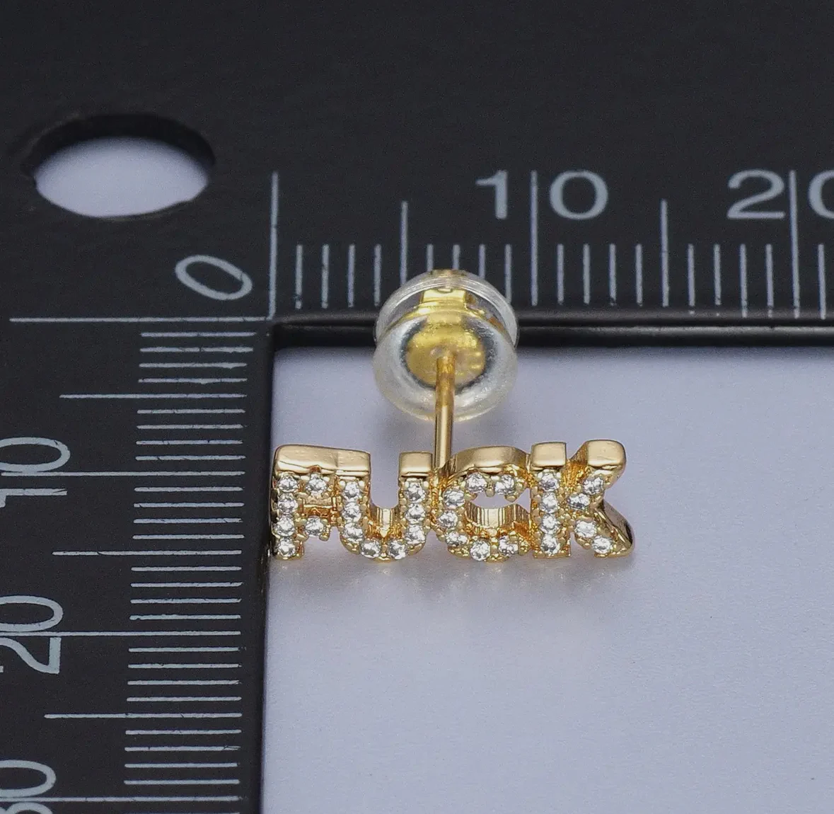"Fuck" Diamond Filled Earrings - Image 3