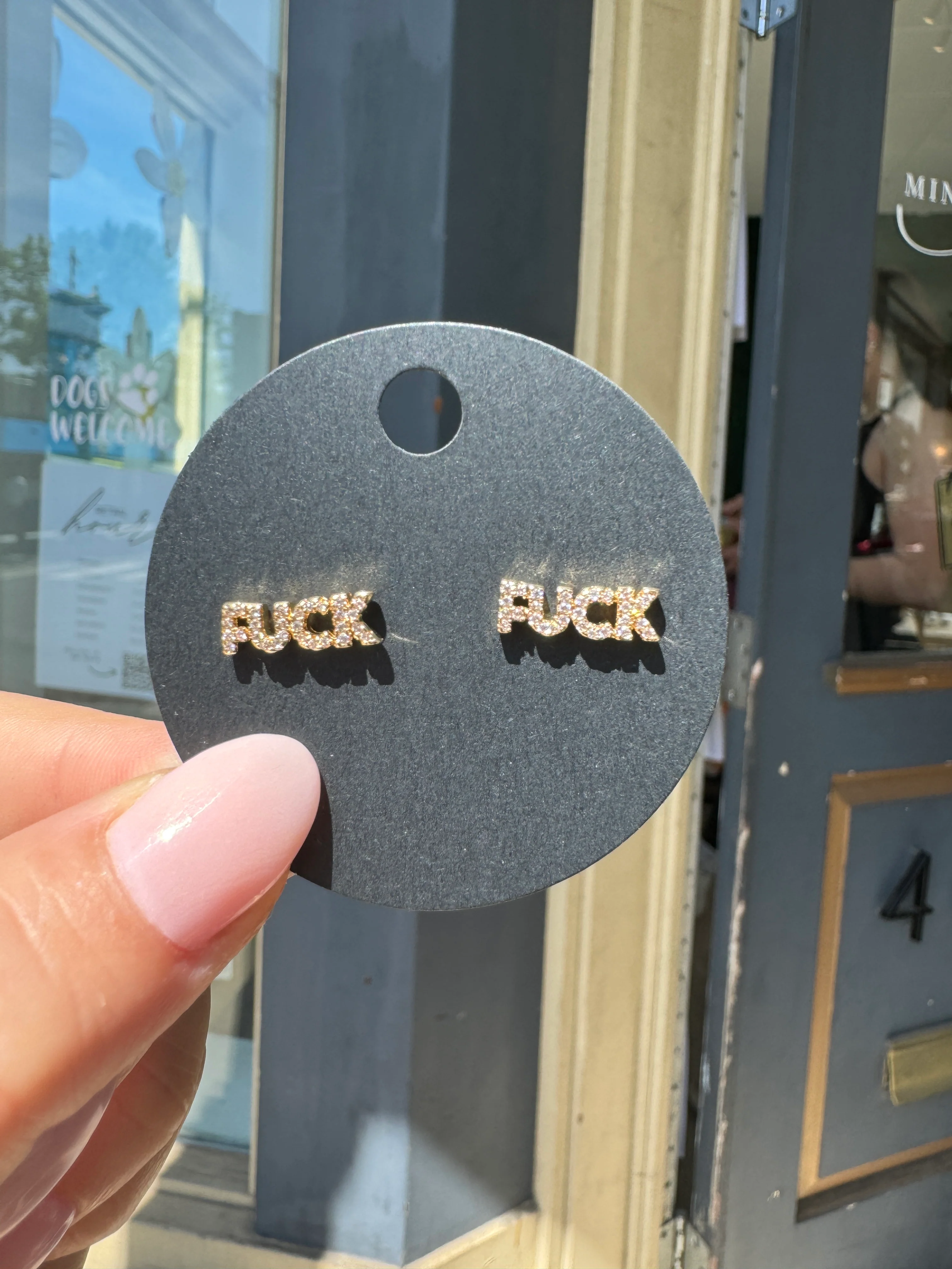 "Fuck" Diamond Filled Earrings - Image 4