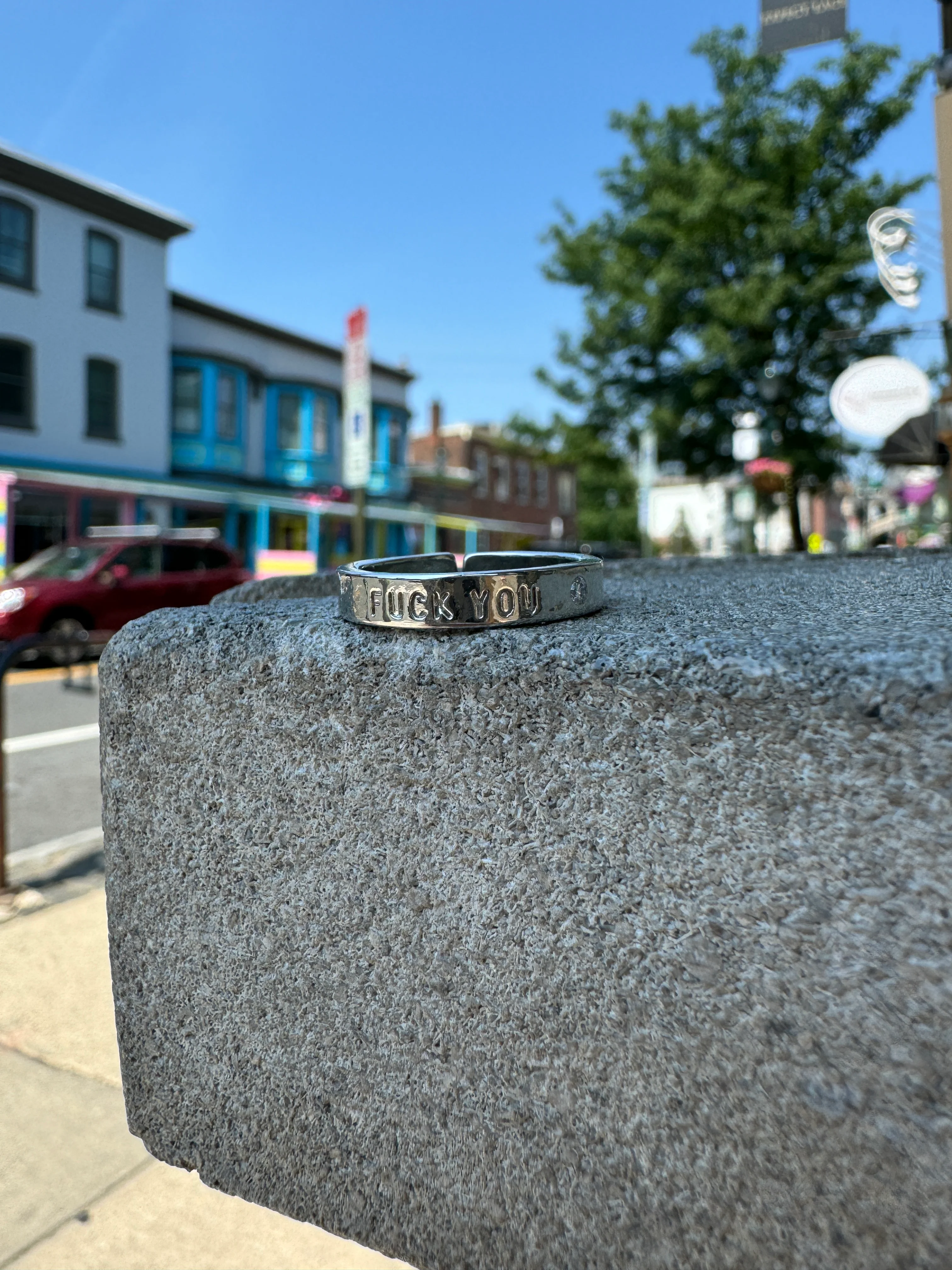 “Fuck You” Adjustable Ring Silver - Image 3