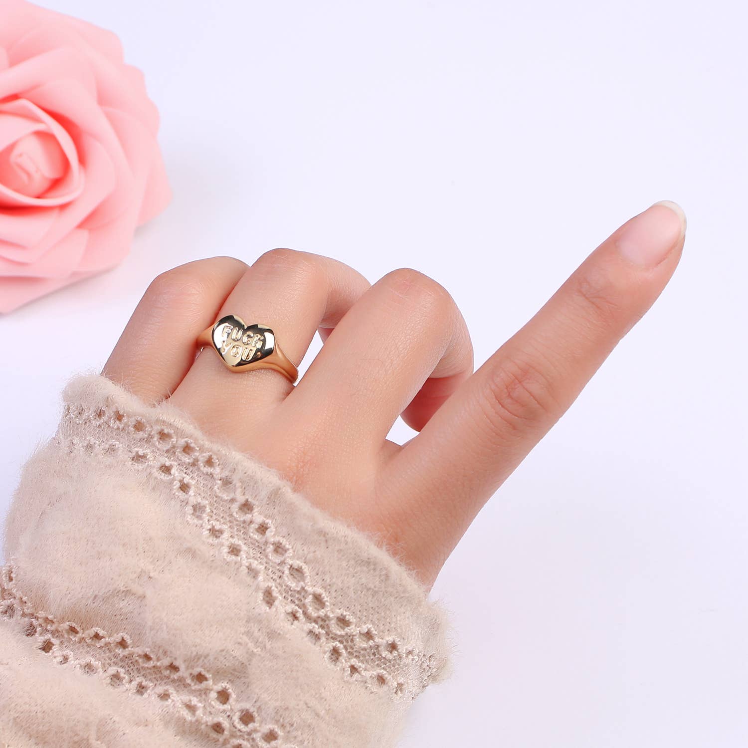 "Fuck You" Heart Ring - Image 4