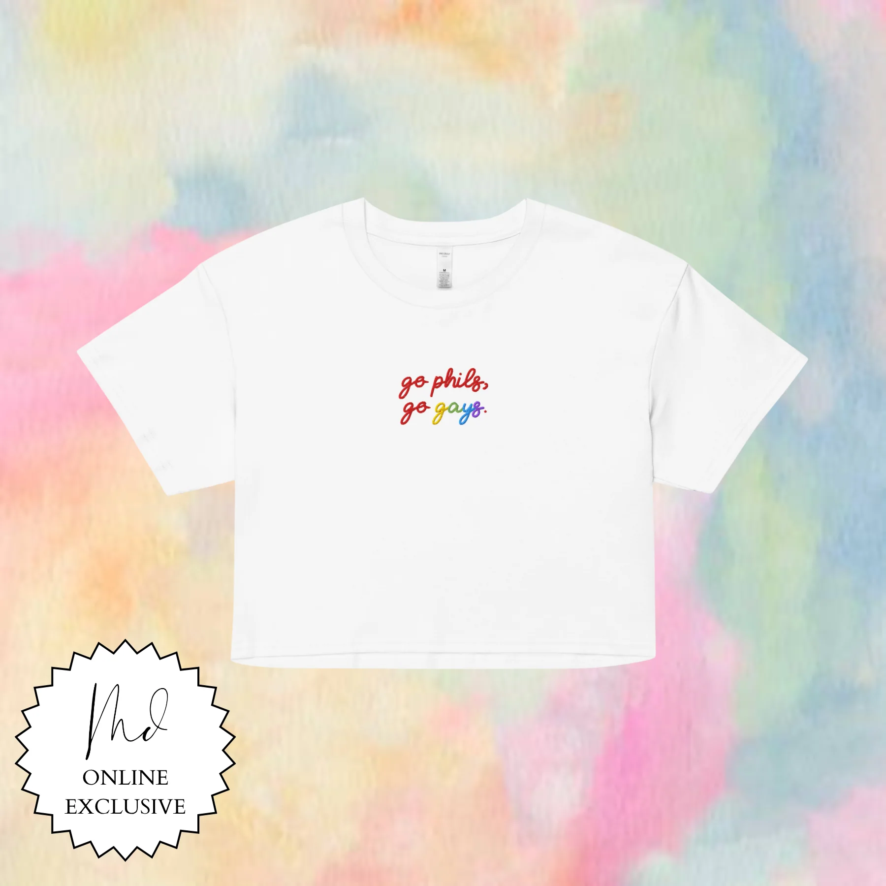 Go Phils, Go Gays Embroidered Crop Top - Image 3