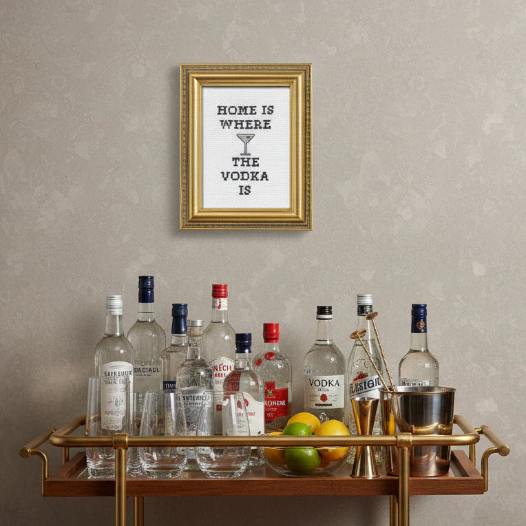 Home Is Where the Vodka Is Cross Stitch Kit