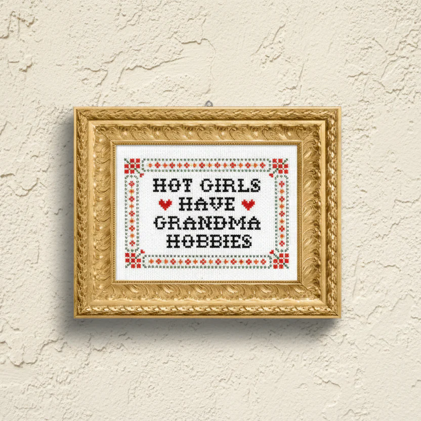 Hot Girls Have Grandma Hobbies Deluxe Cross Stitch Kit