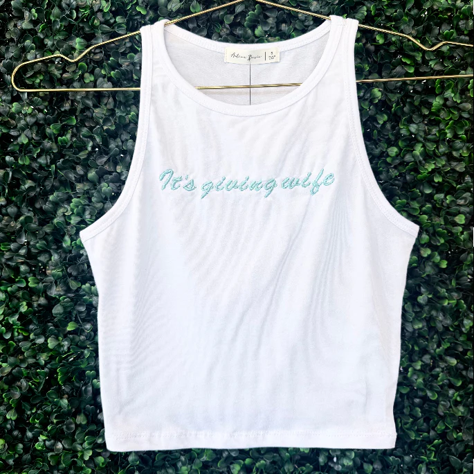 It's Giving Wife Embroidered Tank Top