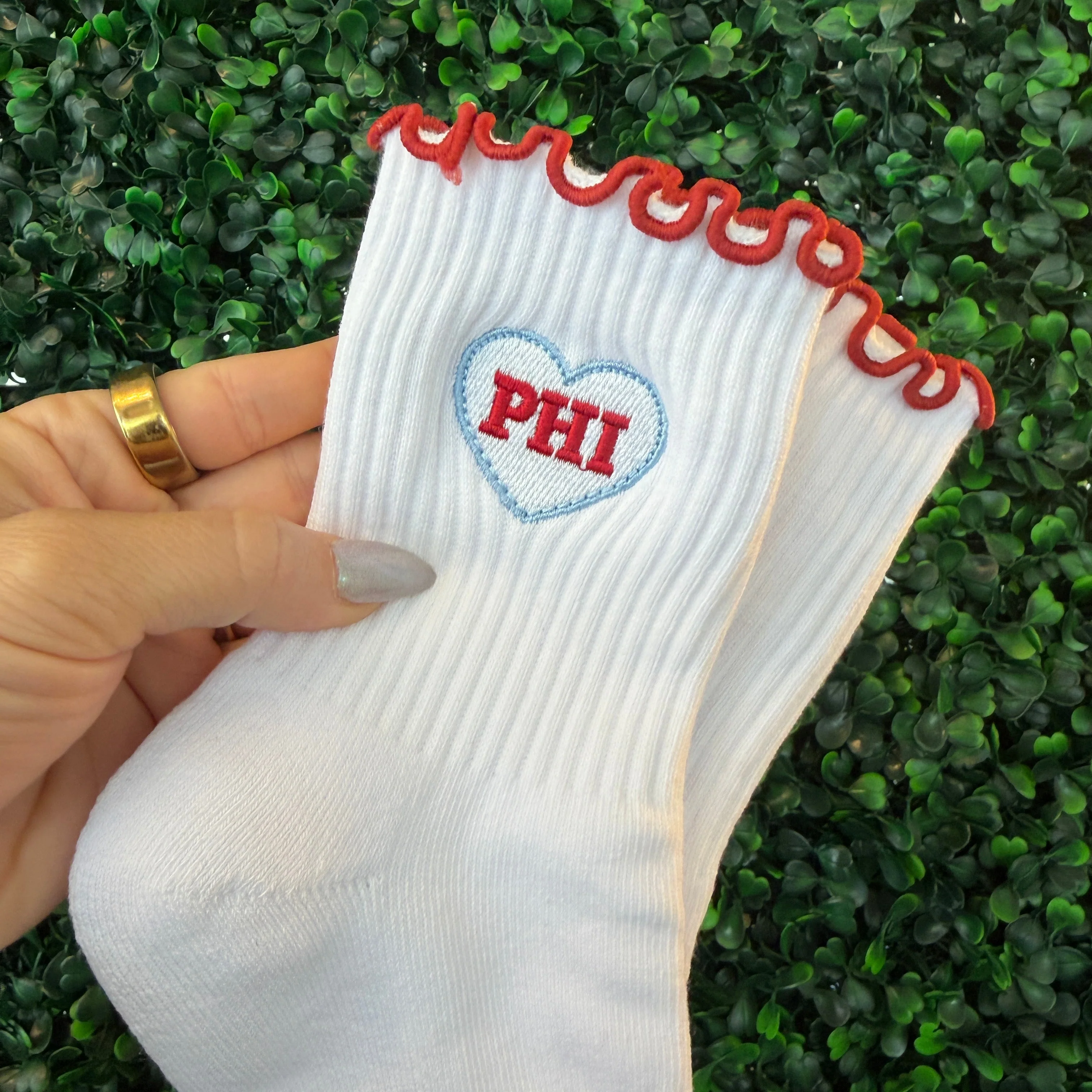 PHI Heart Ruffle Edge Socks - Image 2