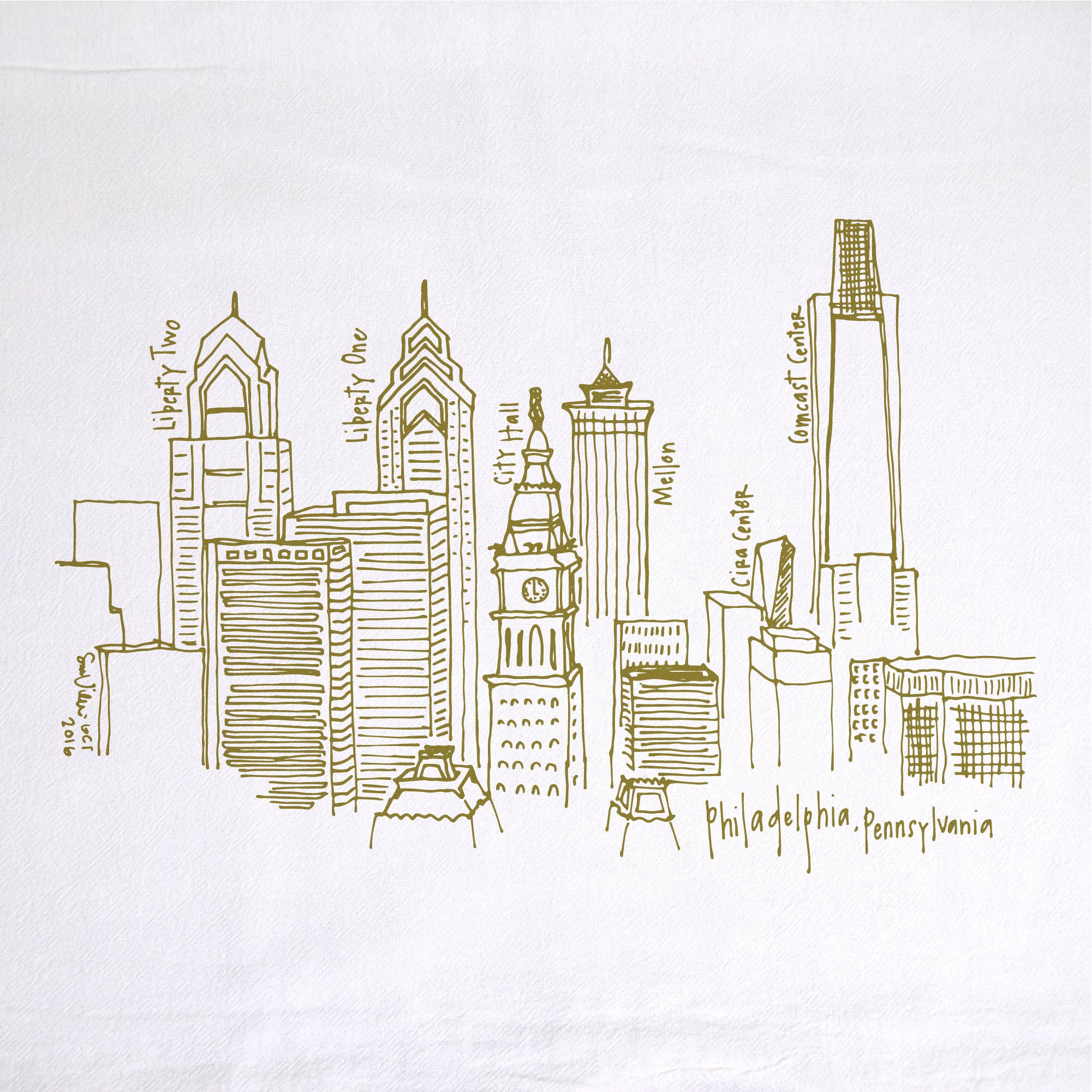 Philadelphia Skyline Tea Towel - Image 4