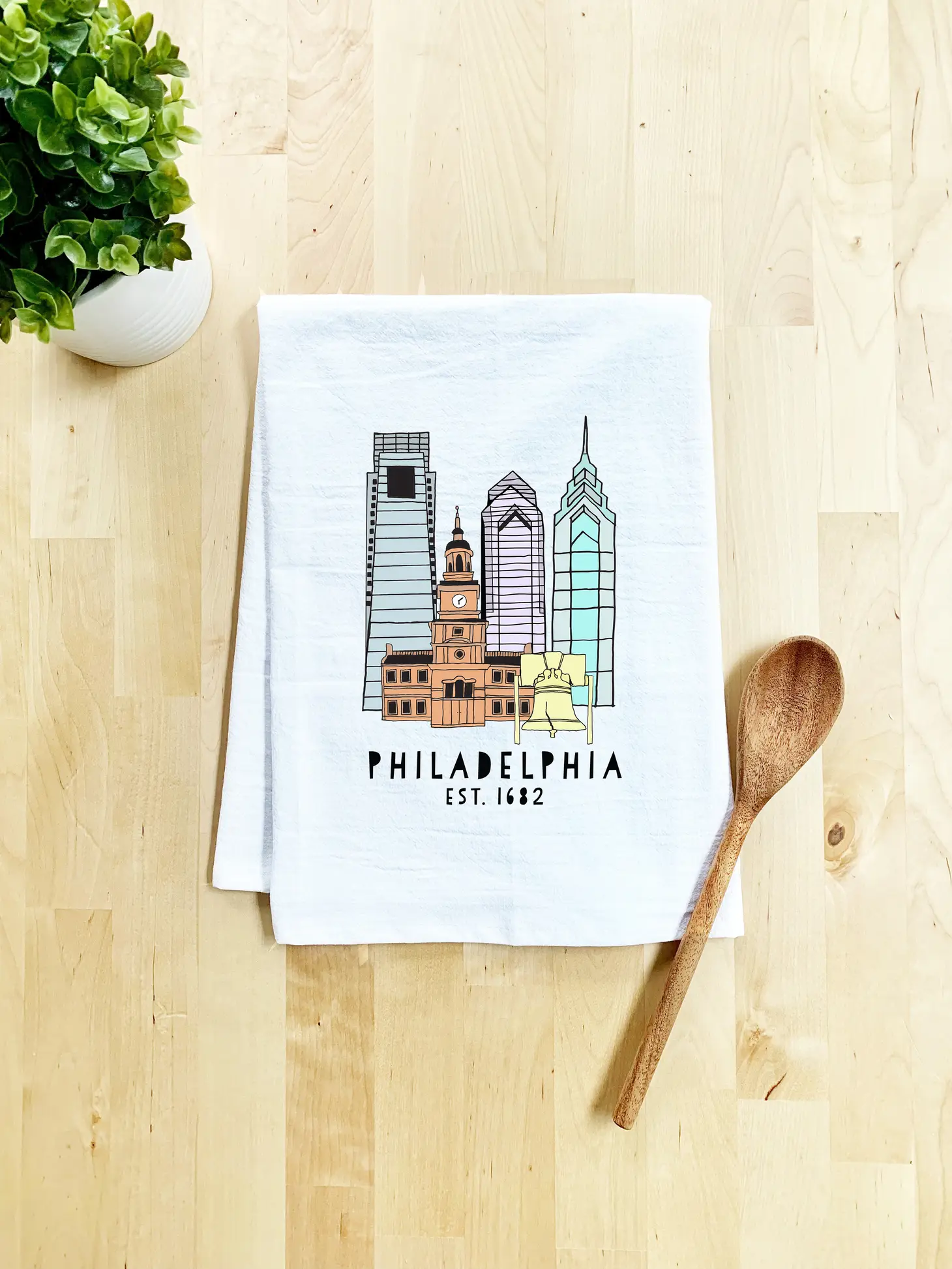 Philadelphia Skyline Tea Towel - Image 2