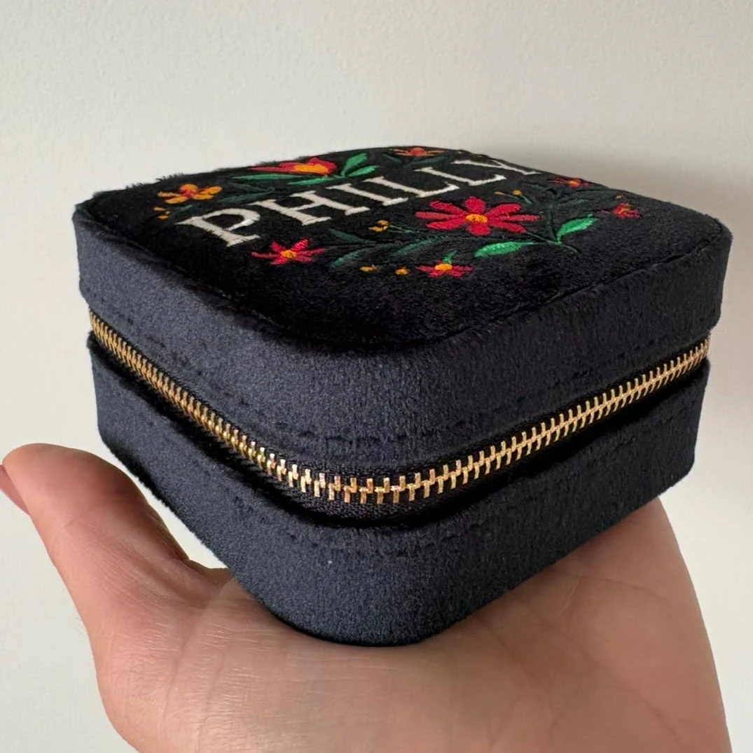 Philly Embroidered Velvet Jewelry Travel Case - Image 3
