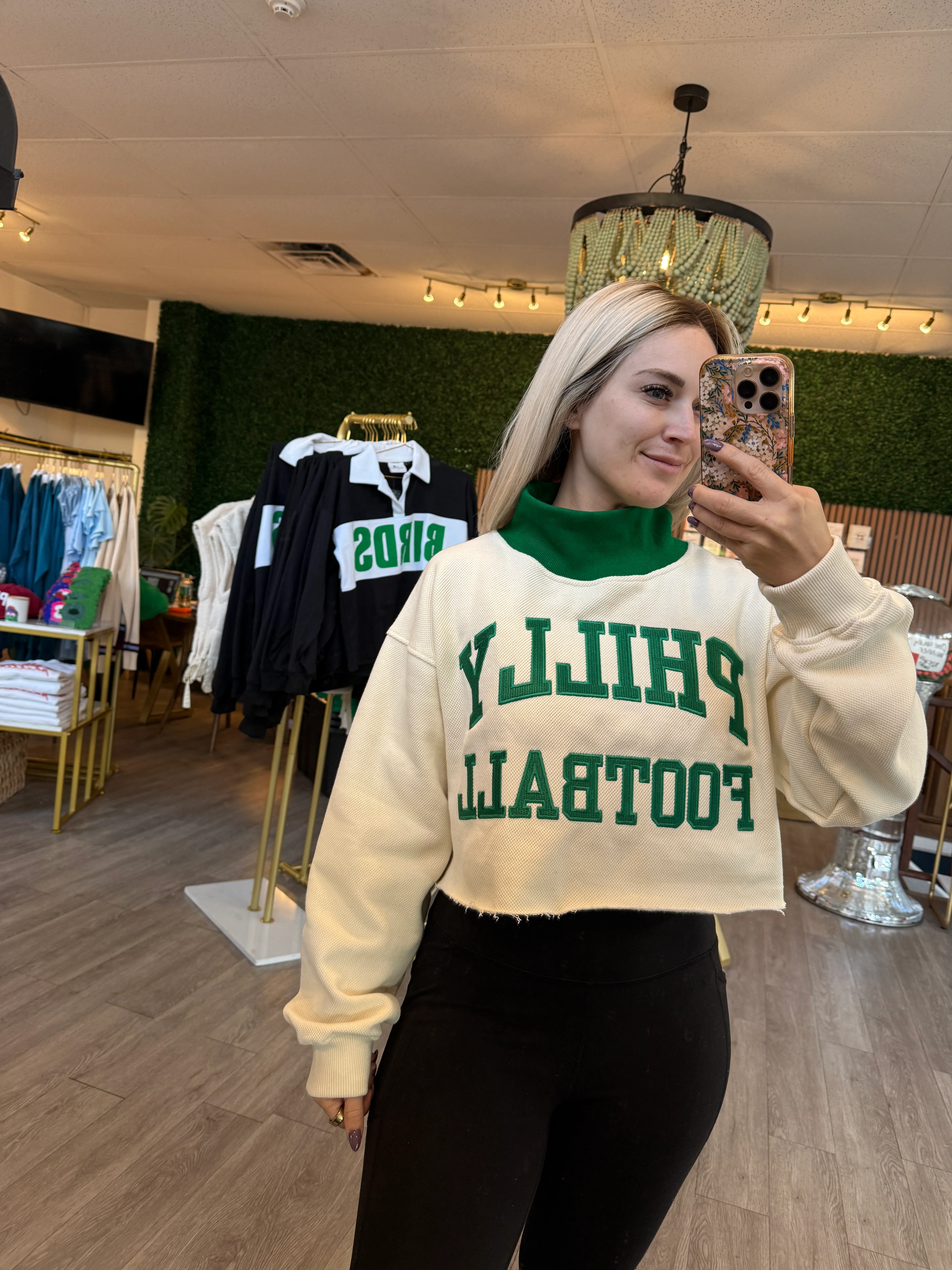 Philly Football Mock Neck Waffle Crop - Image 8