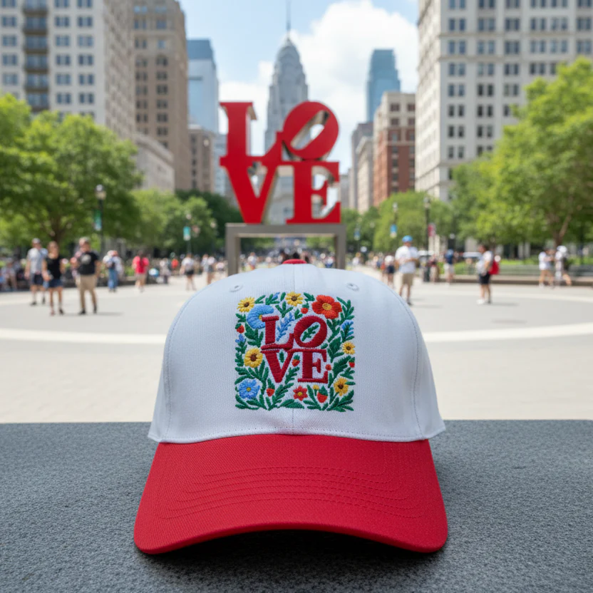 Philly Love Statue Floral Embroidered Hat - Image 2
