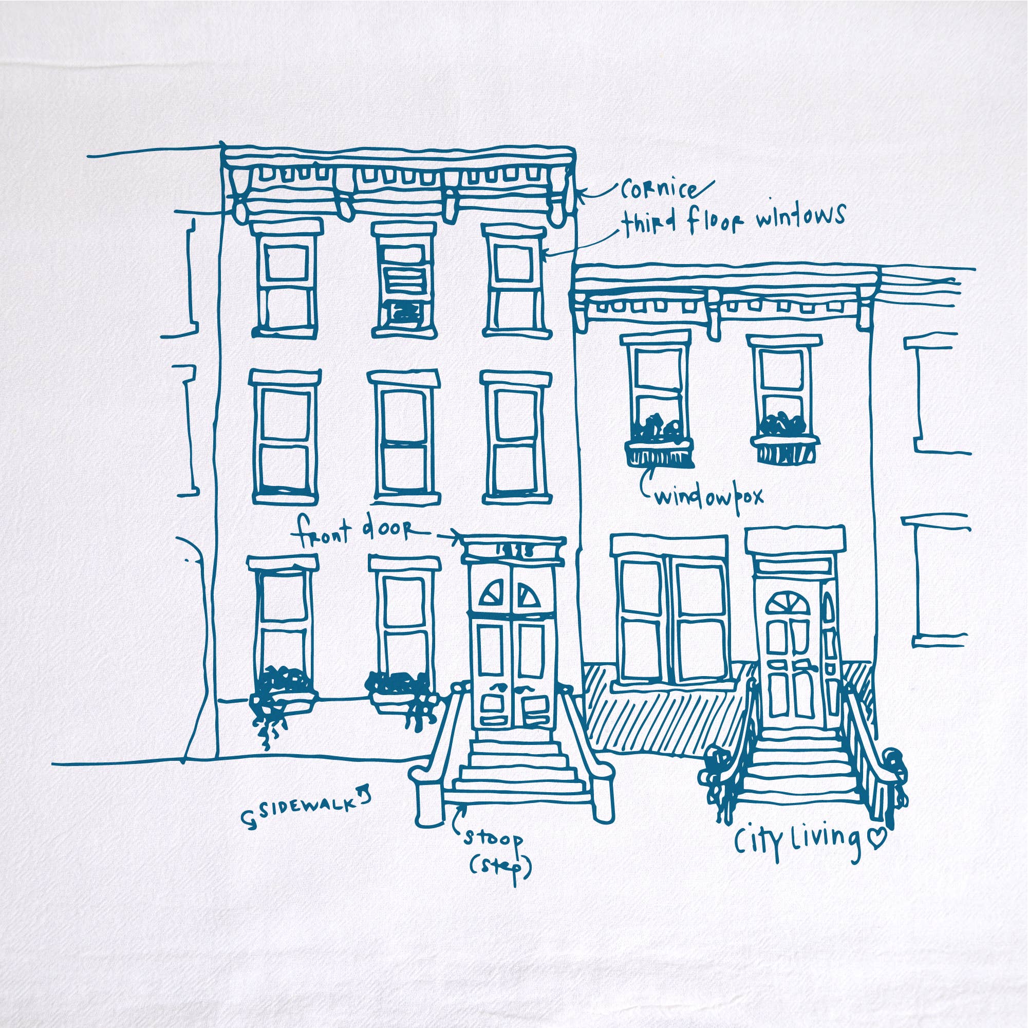 Philly Rowhouses Tea Towel - Image 3