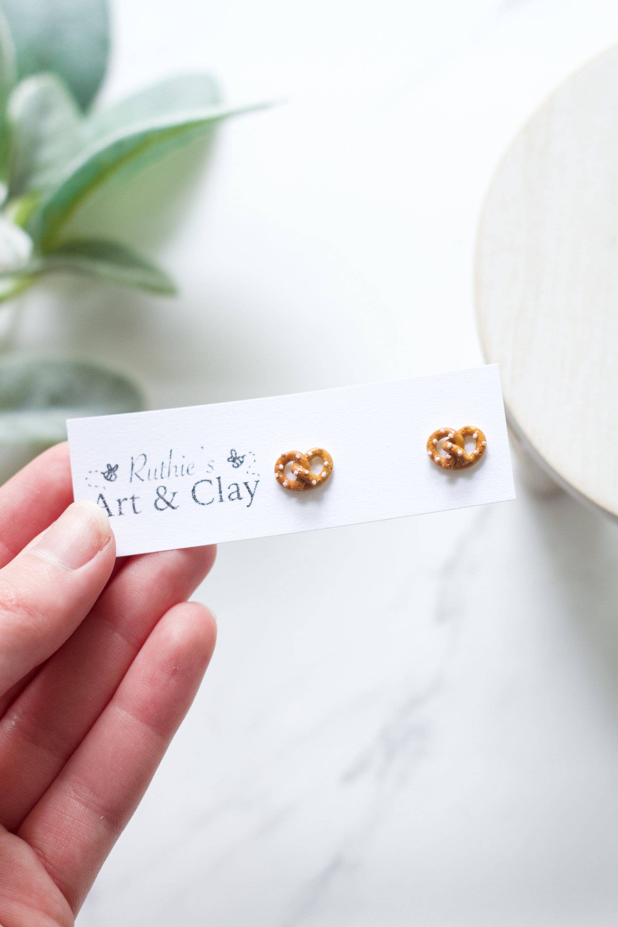 Pretzel Clay Stud Earrings - Image 2