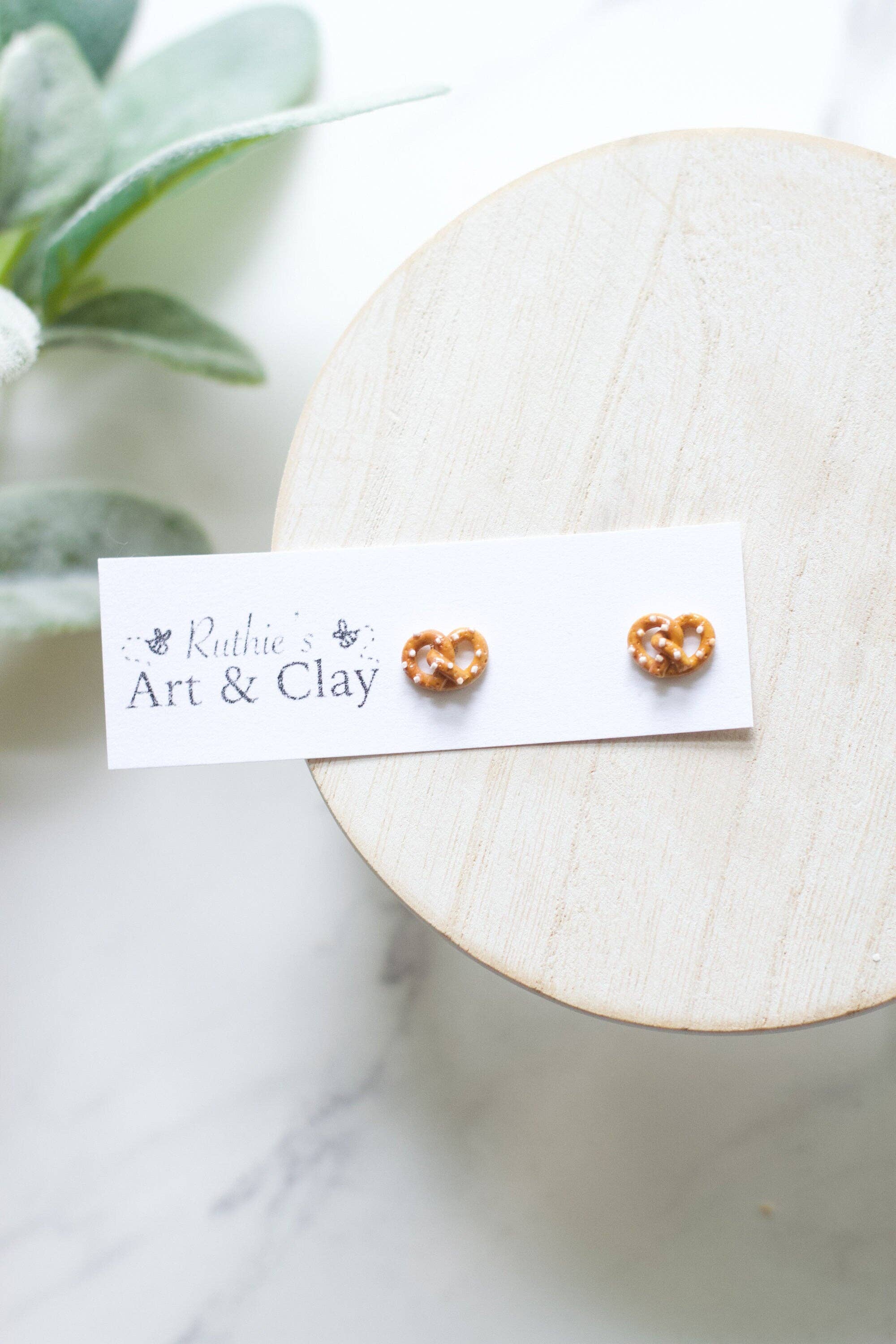 Pretzel Clay Stud Earrings - Image 4