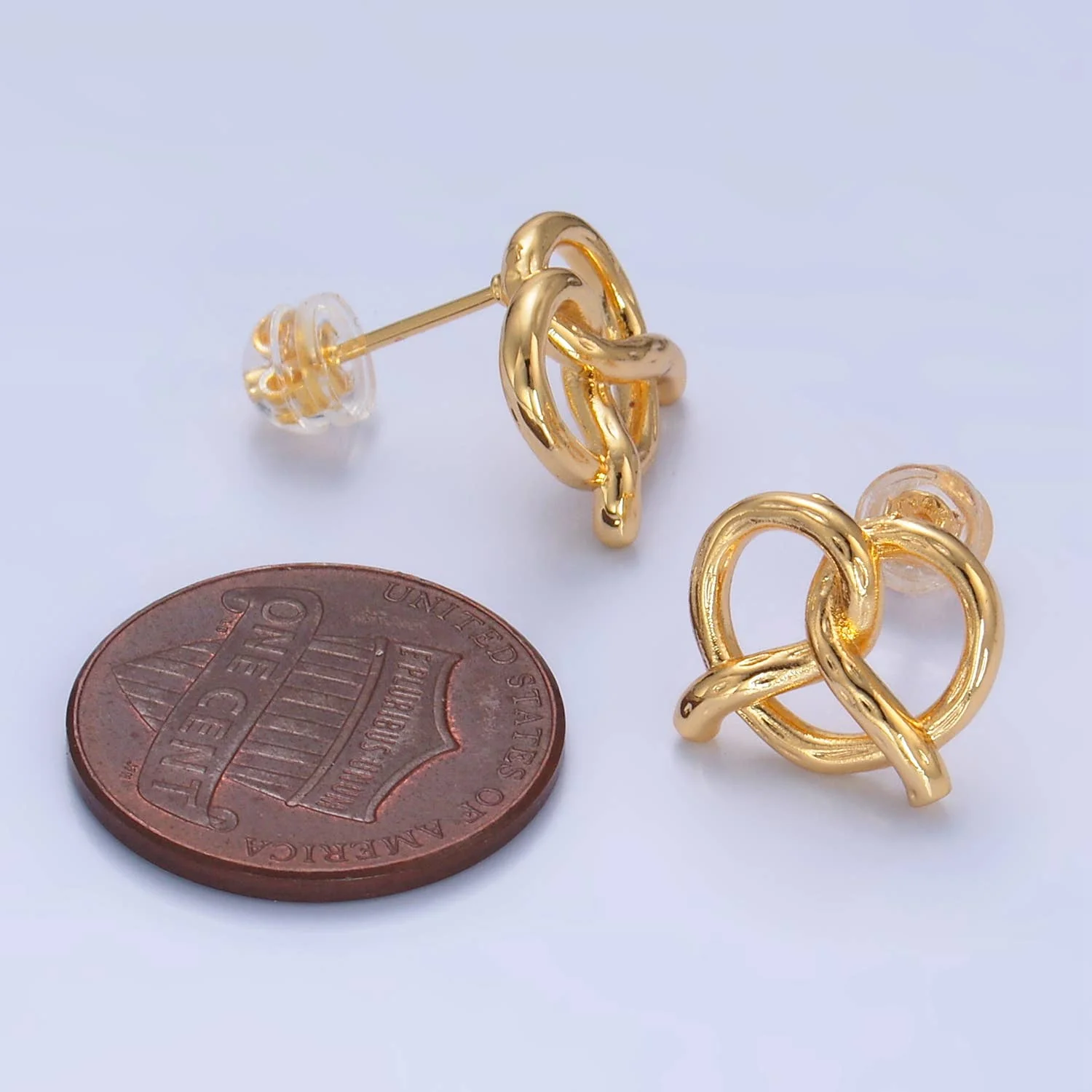 Gold Pretzel Stud Earring - Image 3